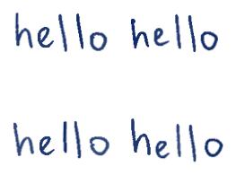 Four instances of hello showing genuine variation in captured letter shapes