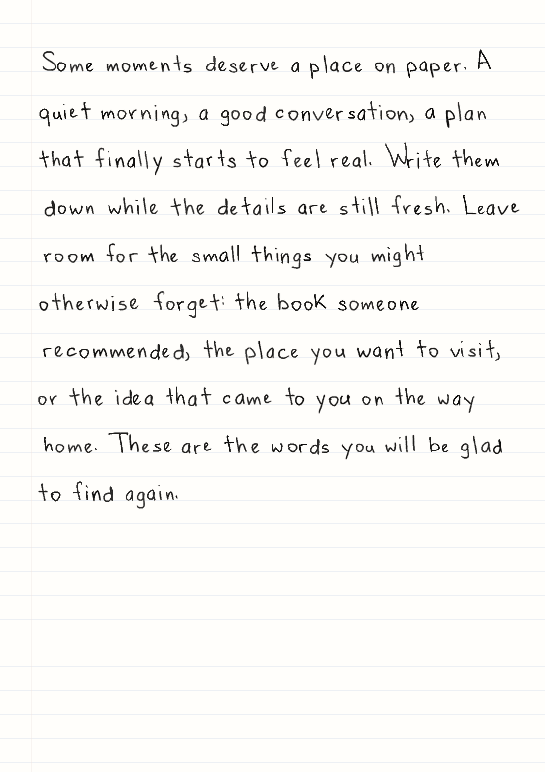 A full lined digital page with a handwritten paragraph
